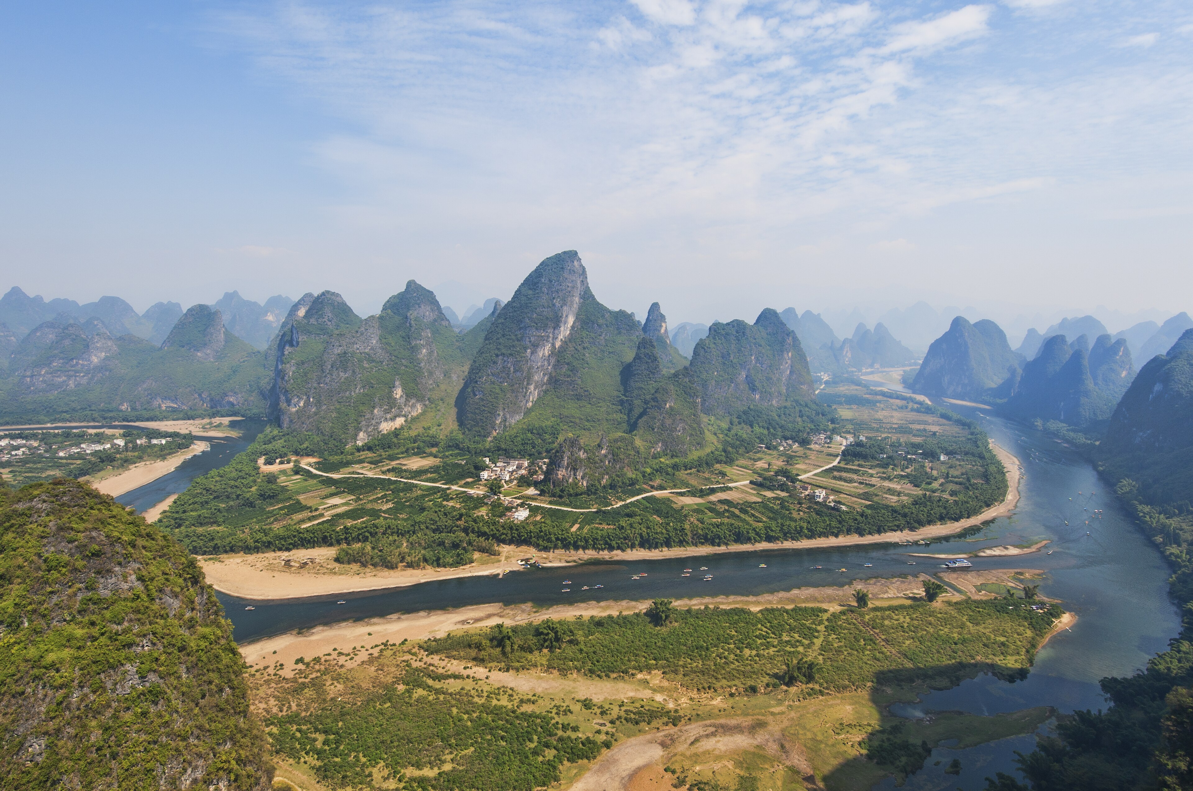 Karst mountains along the Li River near Guilin and Yangshuo