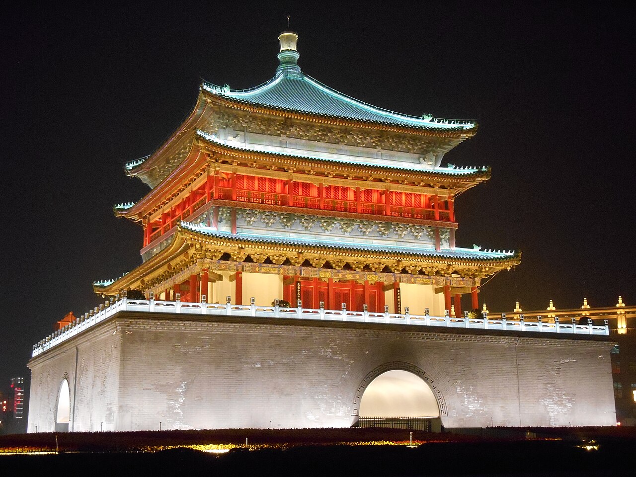 The illuminated Bell Tower of Xi’an